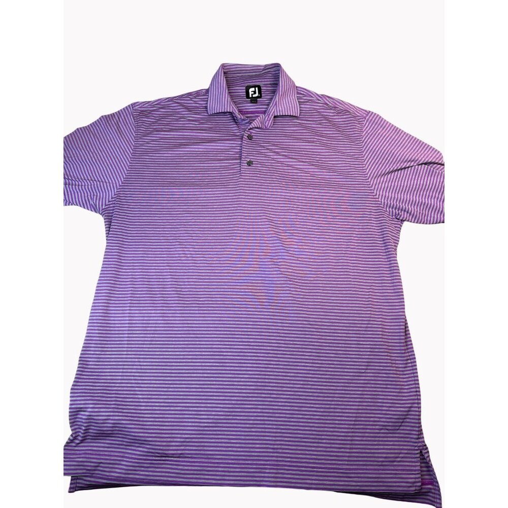 FootJoy FJ Mens XL Purple Gray Striped Polo Button Up Golf Shirt Vietnam